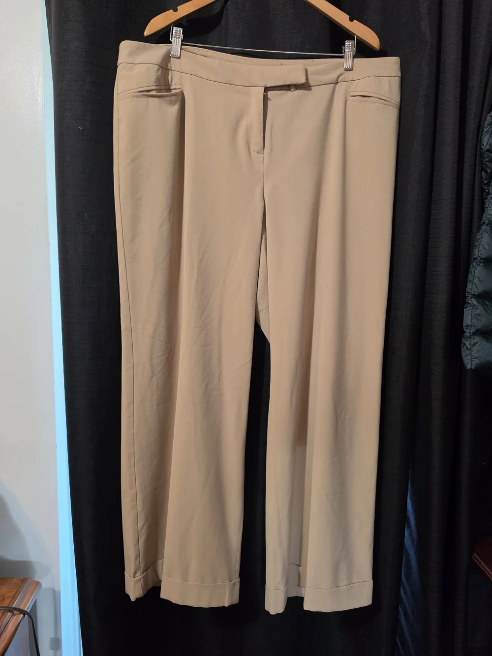 Lane Bryant Beige Straight-Leg Dress Trousers